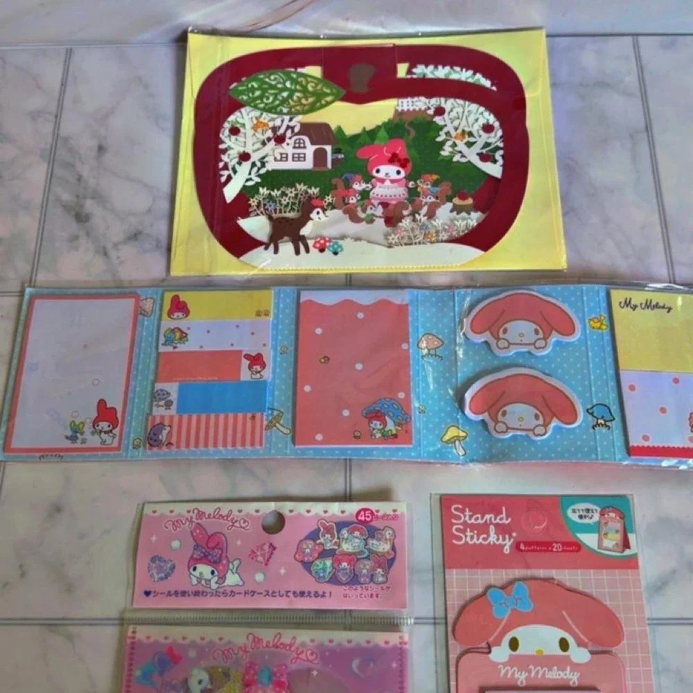 ADORABLE COTTAGE CORE SANRIO MY MELODY CARD NOTEPAD BUNDLE NWT